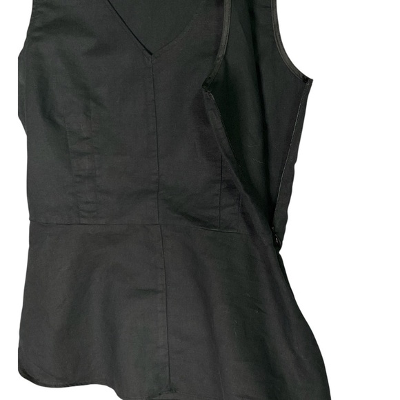 J Crew Factory Peplum Top Sz 4 Linen Blend Sleeveless Black Coastal Resortwear - Picture 7 of 9